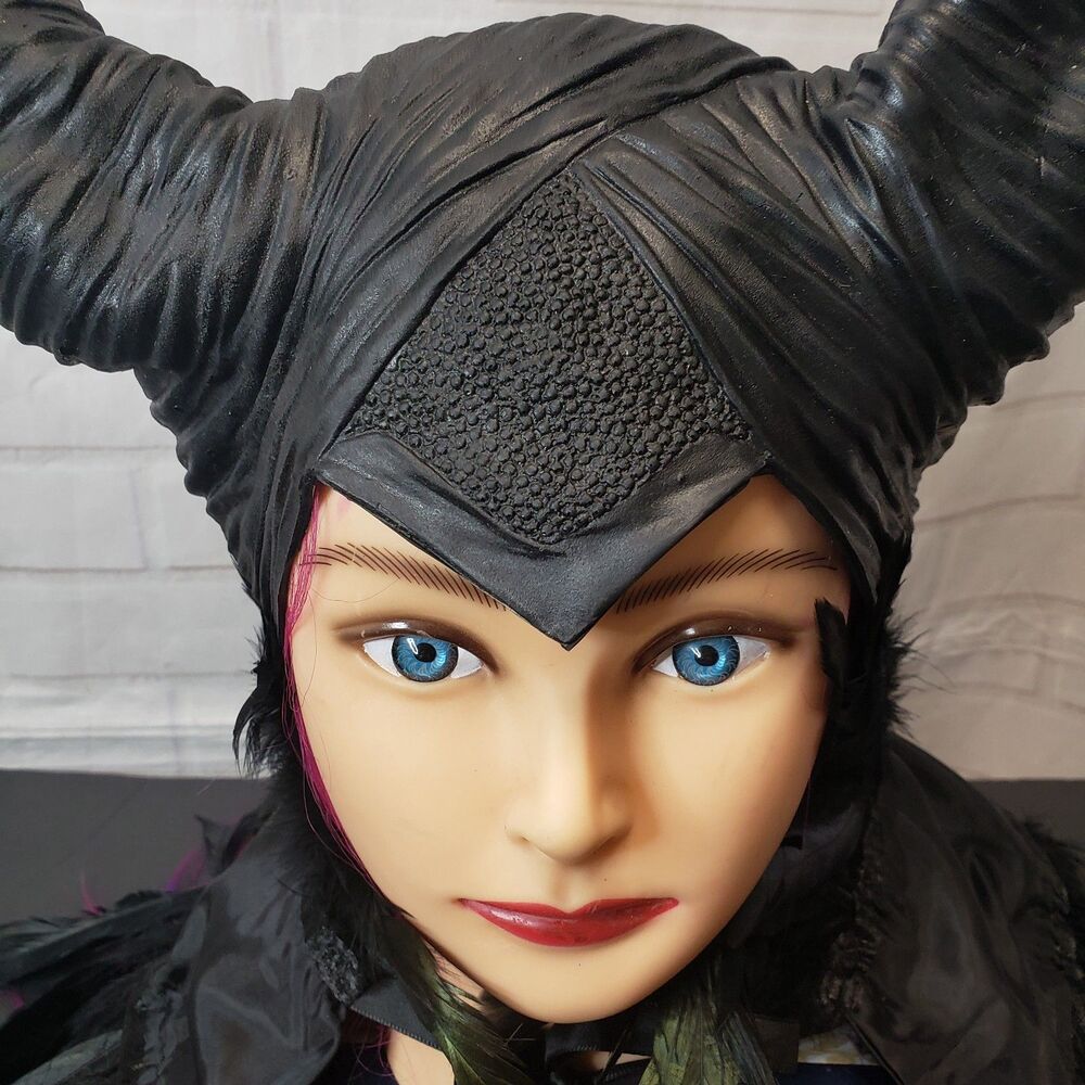 Disney Cosplay Maleficent Costume Headpiece Latex Horns with Feather Cape - Picture 8 of 10